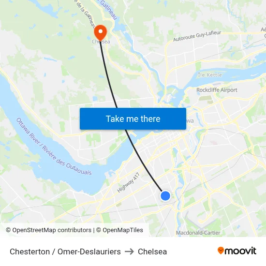 Chesterton / Omer-Deslauriers to Chelsea map