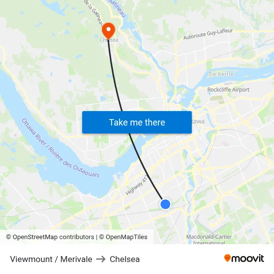 Viewmount / Merivale to Chelsea map