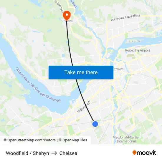 Woodfield / Shehyn to Chelsea map