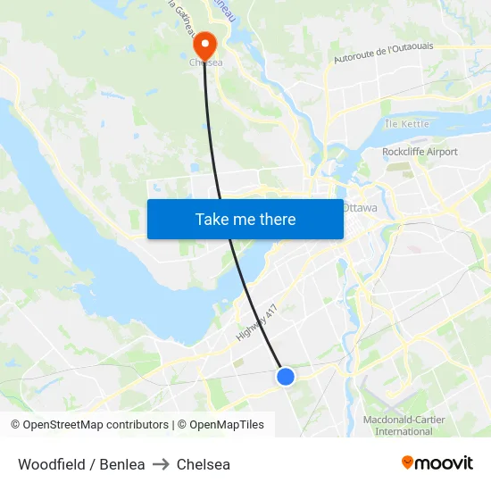 Woodfield / Benlea to Chelsea map