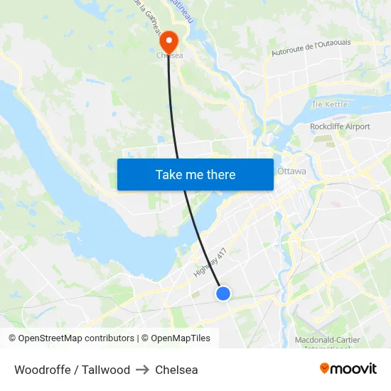 Woodroffe / Tallwood to Chelsea map