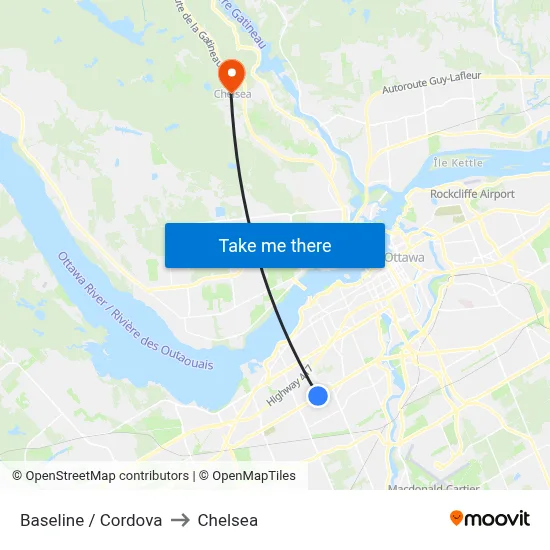 Baseline / Cordova to Chelsea map