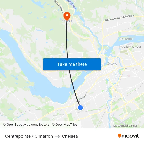 Centrepointe / Cimarron to Chelsea map