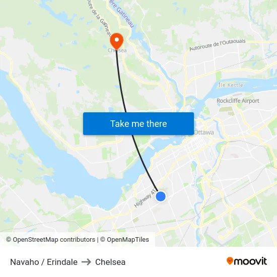 Navaho / Erindale to Chelsea map