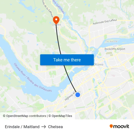 Erindale / Maitland to Chelsea map