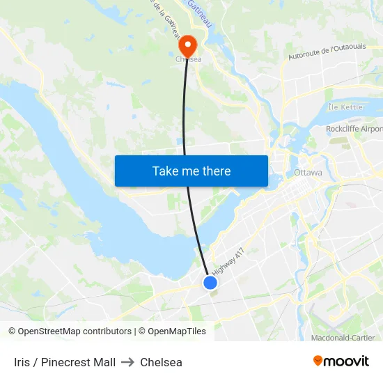 Iris / Pinecrest Mall to Chelsea map