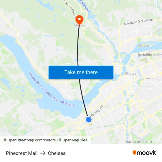 Pinecrest Mall to Chelsea map