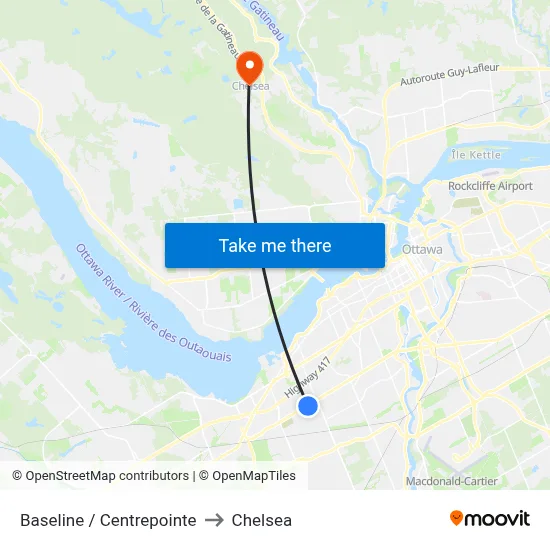 Baseline / Centrepointe to Chelsea map
