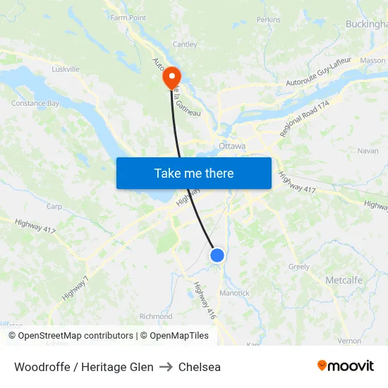 Woodroffe / Heritage Glen to Chelsea map