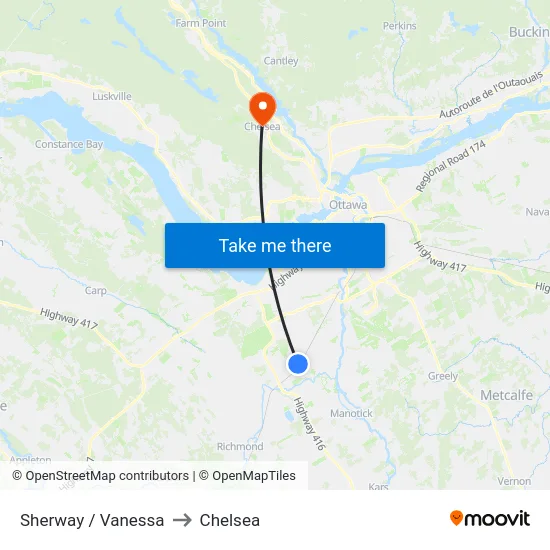 Sherway / Vanessa to Chelsea map