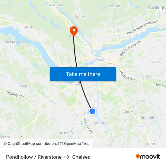 Pondhollow / Riverstone to Chelsea map