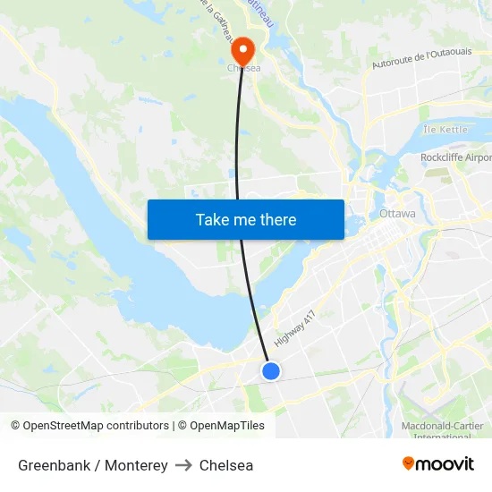 Greenbank / Monterey to Chelsea map