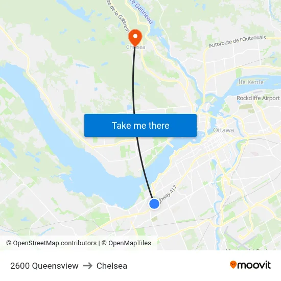 2600 Queensview to Chelsea map