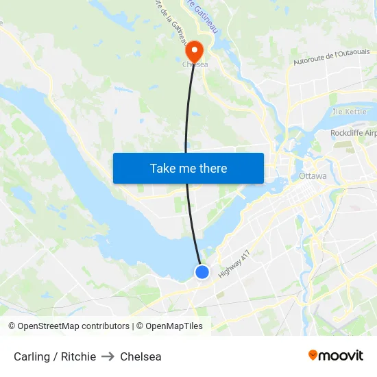 Carling / Ritchie to Chelsea map