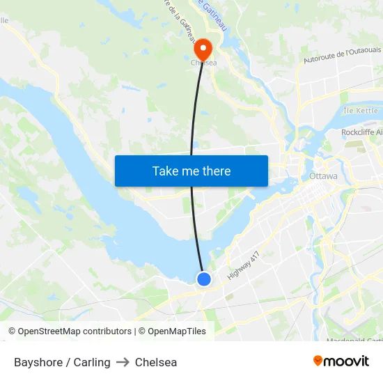 Bayshore / Carling to Chelsea map