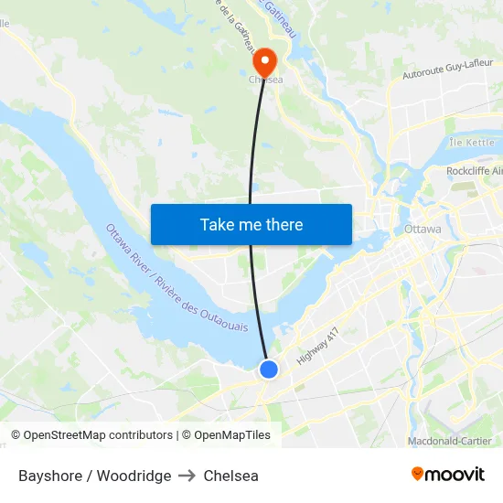 Bayshore / Woodridge to Chelsea map