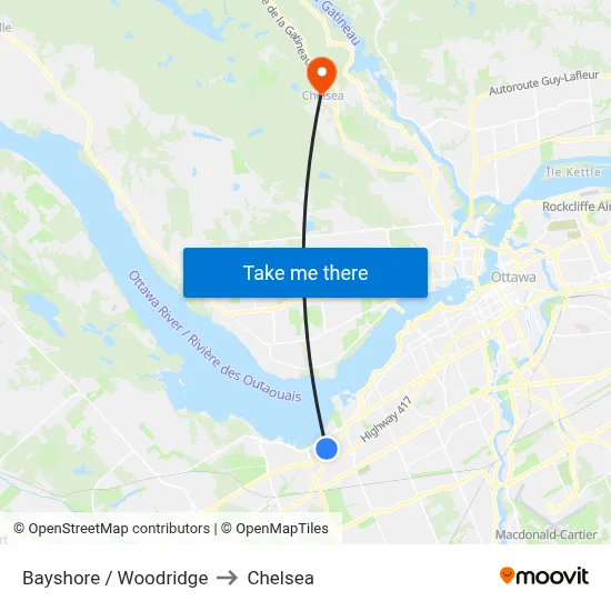 Bayshore / Woodridge to Chelsea map