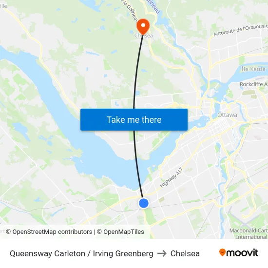 Queensway Carleton / Irving Greenberg to Chelsea map