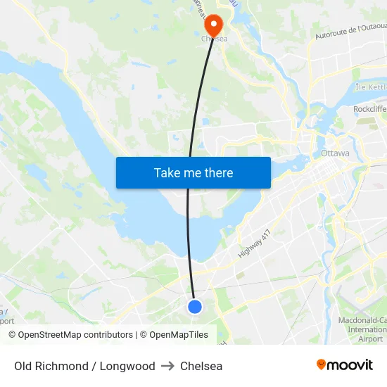 Old Richmond / Longwood to Chelsea map