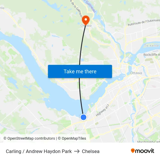 Carling / Andrew Haydon Park to Chelsea map