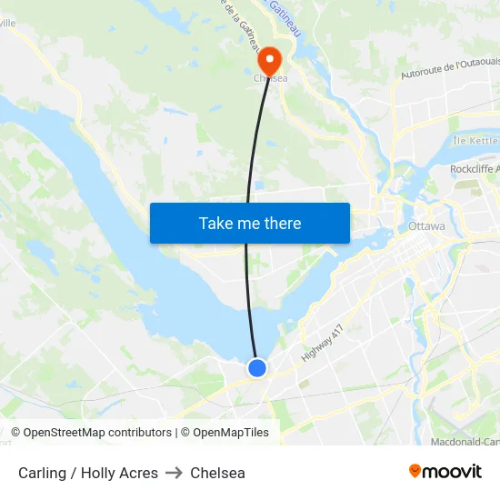 Carling / Holly Acres to Chelsea map