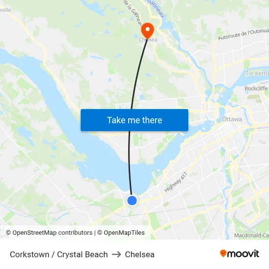 Corkstown / Crystal Beach to Chelsea map