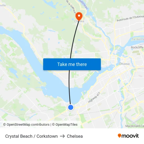 Crystal Beach / Corkstown to Chelsea map