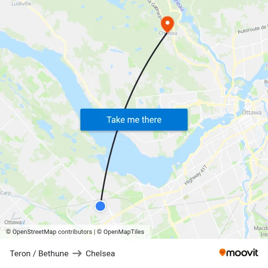 Teron / Bethune to Chelsea map