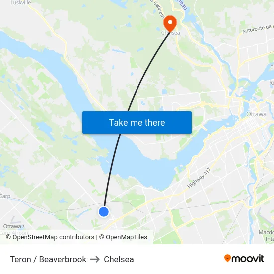 Teron / Beaverbrook to Chelsea map