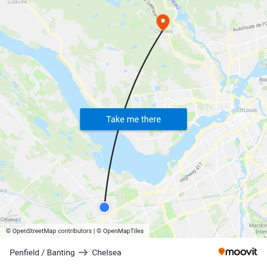 Penfield / Banting to Chelsea map