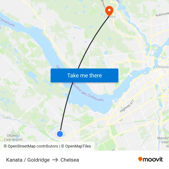 Kanata / Goldridge to Chelsea map
