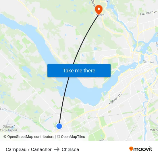 Campeau / Canacher to Chelsea map