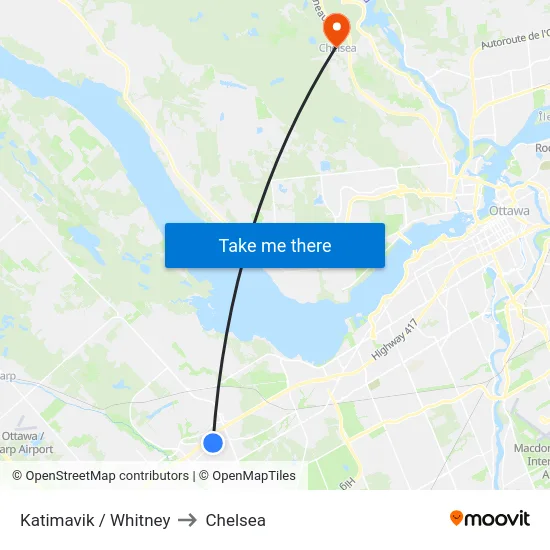 Katimavik / Whitney to Chelsea map