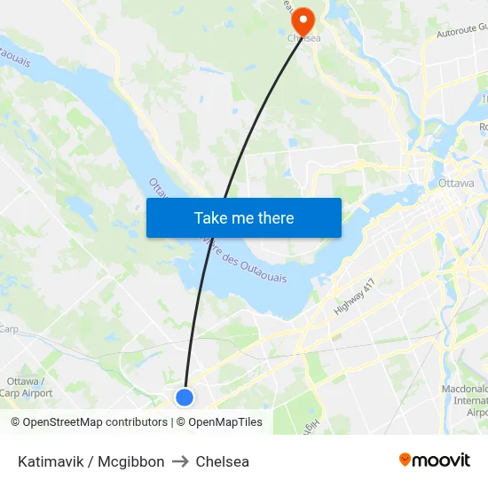 Katimavik / Mcgibbon to Chelsea map