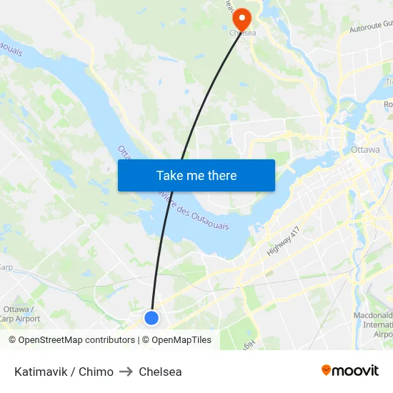 Katimavik / Chimo to Chelsea map