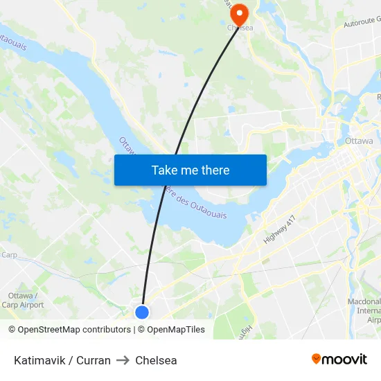 Katimavik / Curran to Chelsea map