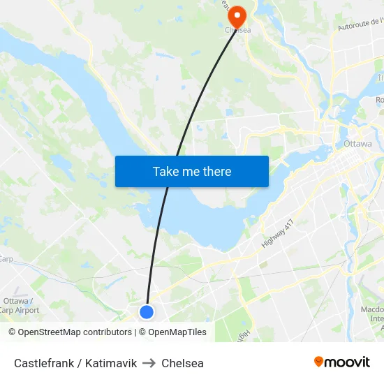 Castlefrank / Katimavik to Chelsea map