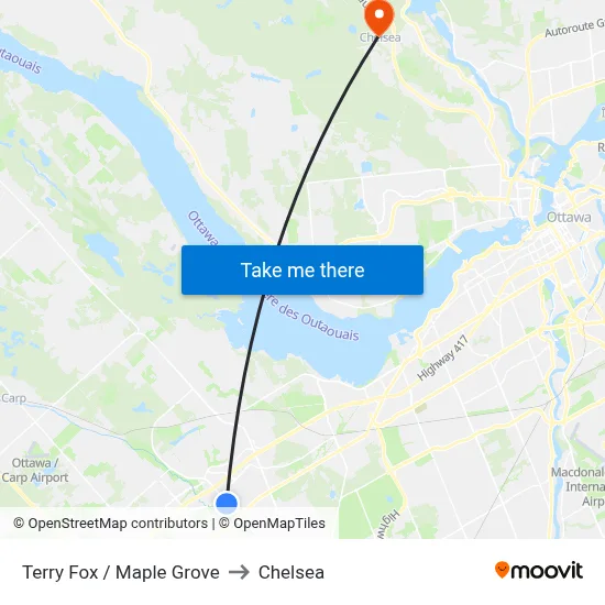 Terry Fox / Maple Grove to Chelsea map