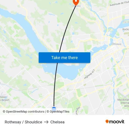 Rothesay / Shouldice to Chelsea map