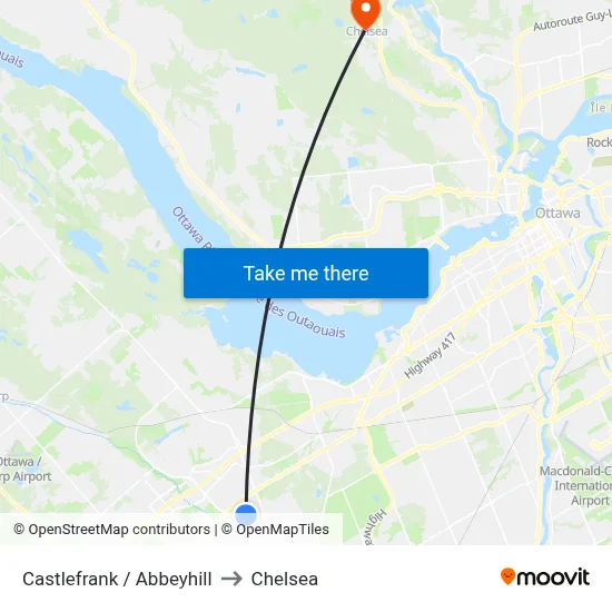 Castlefrank / Abbeyhill to Chelsea map