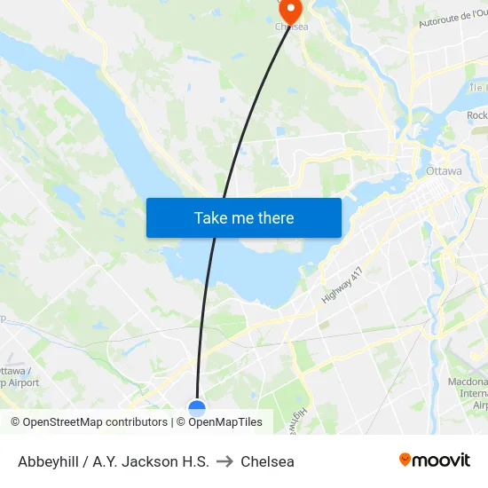 Abbeyhill / A.Y. Jackson H.S. to Chelsea map
