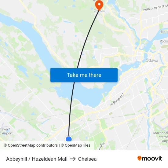 Abbeyhill / Hazeldean Mall to Chelsea map