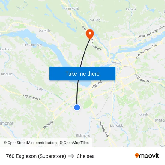 760 Eagleson (Superstore) to Chelsea map