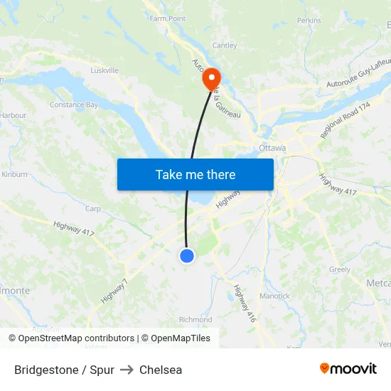Bridgestone / Spur to Chelsea map