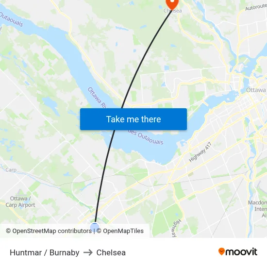 Huntmar / Burnaby to Chelsea map