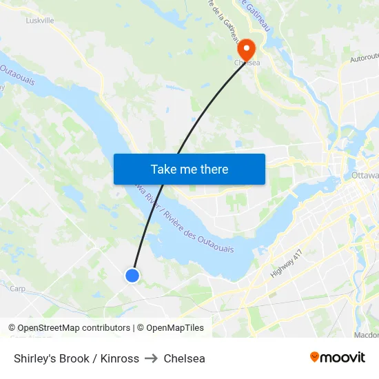 Shirley's Brook / Kinross to Chelsea map
