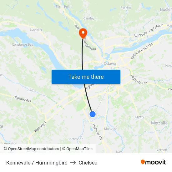 Kennevale / Hummingbird to Chelsea map