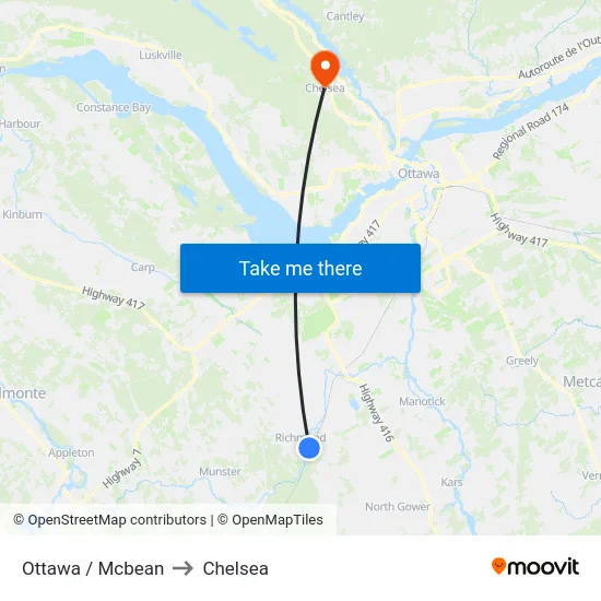Ottawa / Mcbean to Chelsea map