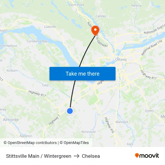 Stittsville Main / Wintergreen to Chelsea map