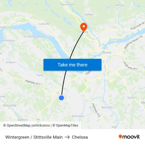 Wintergreen / Stittsville Main to Chelsea map